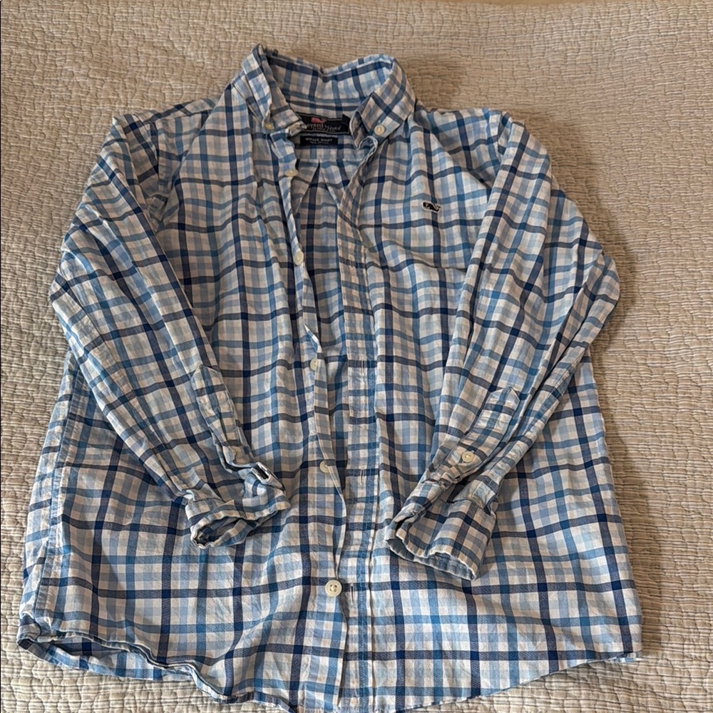 Vineyard Vines Blue and White Checkered Boy’s Shirt